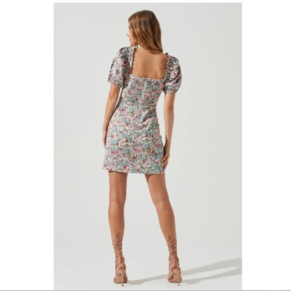 ASTR SKYLAR FLORAL PUFF SLEEVE MINI DRESS Size Small NWT - Picture 7 of 8